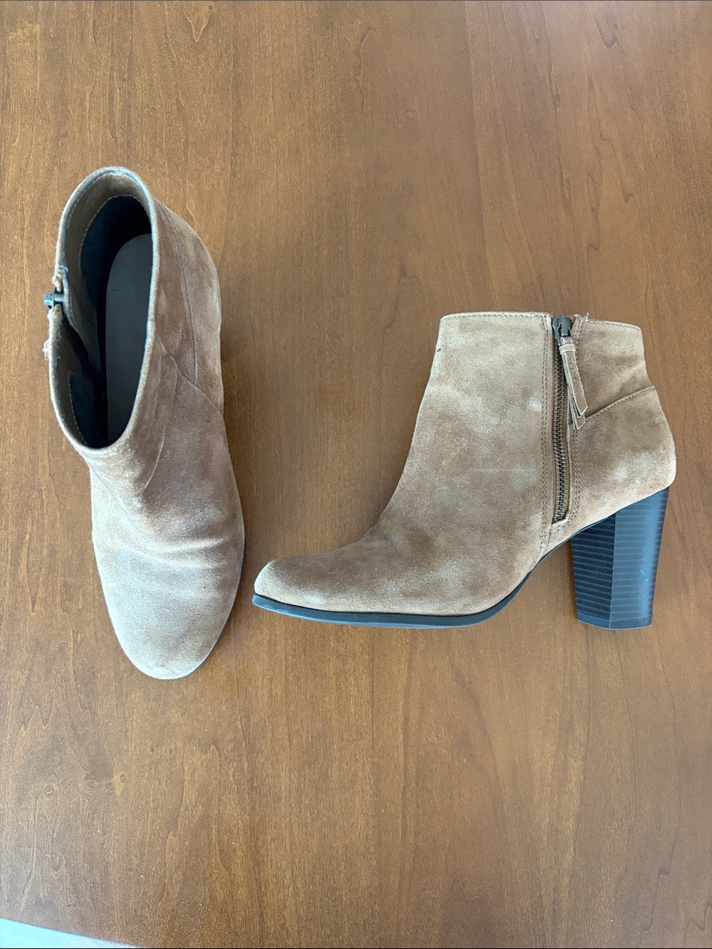 Women’s Cole Haan Suede Bootie 2.5 inch Heal, size 8, brown